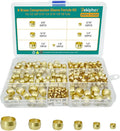 280PCS Brass Compression Sleeves Ferrules, 6 Sizes 1/2" 3/8" 5/16" 1/4" 3/16" 1/8" Tube OD Hose Compression Fitting Ferrule Kit for Air Water Fuel Oil and Inert Gases Line Repair