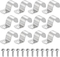 uxcell 12Pcs 22mm(7/8") One Hole Rigid Pipe Strap, 304 Stainless Steel Conduit Clamp Thicken U Bracket Heavy Duty Pipe Clamp with Self-Tapping Screws for Fixing Tube Cable, Silver