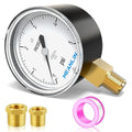 MEANLIN MEASURE 0-5psi Diaphragm Type Capsule Low Pressure Gauge 1/4" NPT 2-1/4" FACE DIAL Adjustable Water Column Gauge, with 1/4" x 1/2" NPT and 1/4" x 3/8" NPT Hex Bushing, Lower Mount