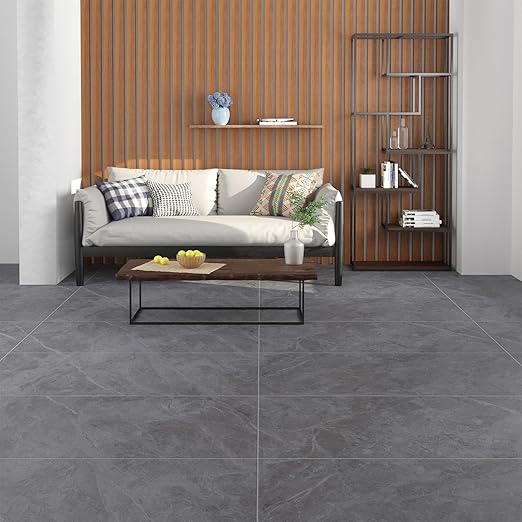 Freshtour Vinyl Flooring Roll, Versatile Removable PET Leather-Like Floor Covering, Waterproof & Durable, Easy Tape Installation, Cost-Effective for Any Room, Grey Marble/ 107.6 Sq.ft (39.3" x 393.7")