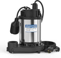 AQUASTRONG 3/4 HP Sump Pump, 4200 GPH Stainless Steel and Thermoplastic Submersible Water Pump, Automatic Float Switch with Piggy-back Plug,1-1/2" NPT Discharge Subpumps for Basement and Flooding Area
