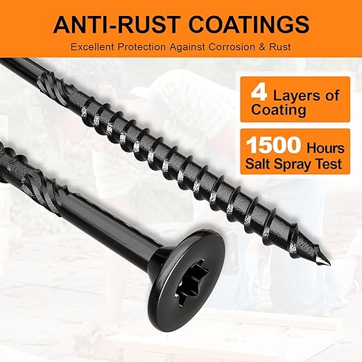 #10 x 4” Deck Screws, 316Pcs Star Drive Wood Screws, Rust Resistant Timber Screws for Timber/Log/Landscaping Wood, T25 Star Bit Included, Black