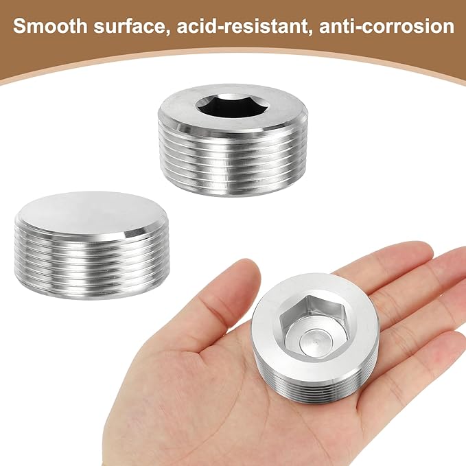 Pipe Plug Stainless Steel Internal Hex Thread Socket Pipe Plug Fitting - Fitting for (Sealing Port - Air Tanks - Water Outlets) 1-1/2 Inch NPT Male
