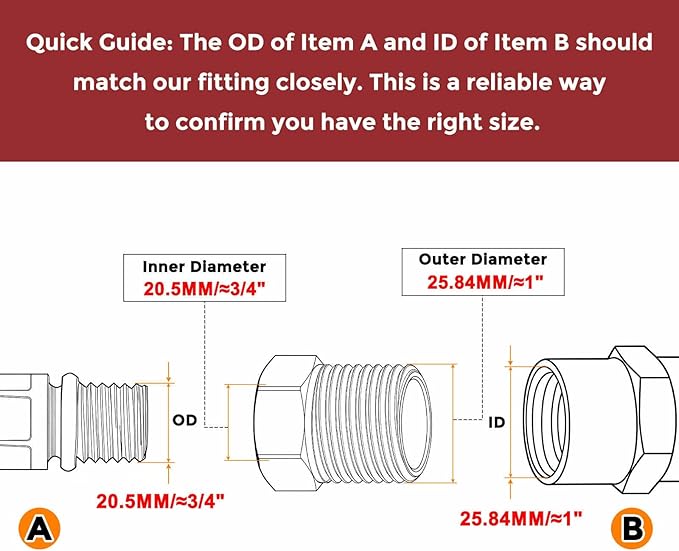 Pack of 5, 3/4" Male NPT to 1/2" FeMale NPT Solid 304 Stainless Steel Hex Bushing with Sealing Tape, Hose Fittings Adapter Reducer for Bathroom Remodel, Tool Extensions