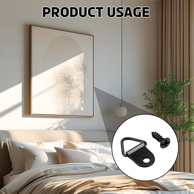 600PCS Picture Frame Hardware Backing Clips & Hangers Set with Screws, Small D Rings Tie Down Anchor Fasteners for Frames