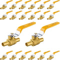 20-Pack Foskan 1/2 Inch PEX Crimp Full Port Ball Valve with Yellow Handle, Brass Quarter Turn Shut-off Valve for PEX Tubing