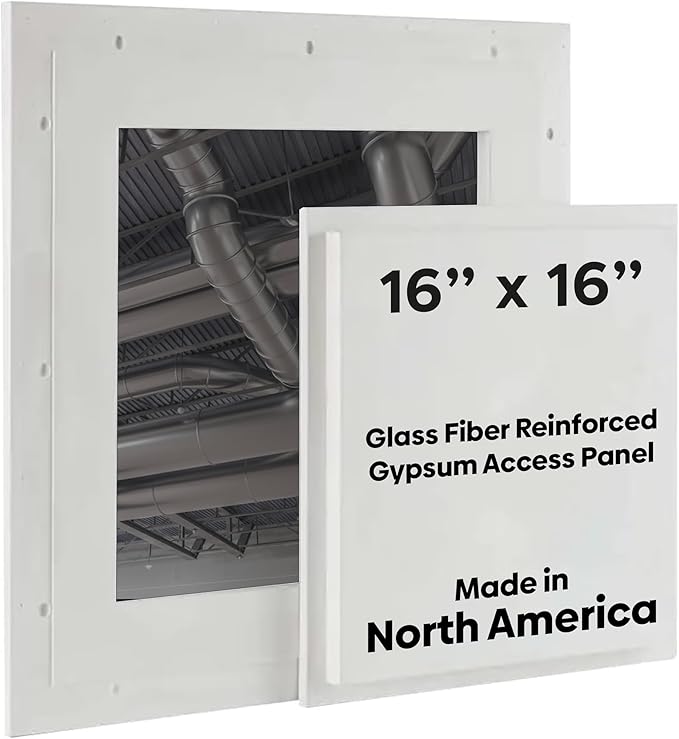 Best 16” x 16” Pop-Out Gypsum Access Panel with Glass Fiber Reinforced Square Corner, Light Weight Ceiling Access Panel, Easily Textured Access Door, No Shrinkage & Cracking, White, AMZ-BA-GRG-SC