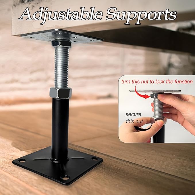 House Jacks for Leveling, 5-8" Mini Screw Jack Floor Straightener, Floor Jacks Extension Lift Supports, Adjustable Support Jack for Floor, Post, Deck Foundation, Porch, Roof, Staircase