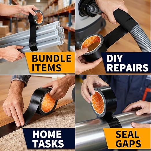 YONGJIN Waterproof Strong Duct Tape - 3 Pack 1.88 Inch x 20 Yards Each All Weather Duct Tape, No Residue, Heat Resistant, Multi-Purpose for Indoor Outdoor Repairs and DIY (Black)