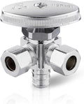 EFIELD Dual Outlet Angle Stop Valve,1/2" Crimp Barb Pex Inlet x (3/8 inch x 3/8 inch) Compression Outlet,(VALVE063)
