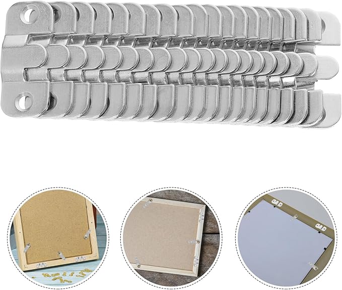 20PCS Heavy Duty Flush Mount Bracket Picture Frame Support Hardware with Screws Interlocking Wall Mount Hooks for Hanging Frames Mirrors and Furniture Connectors for Plasterboard