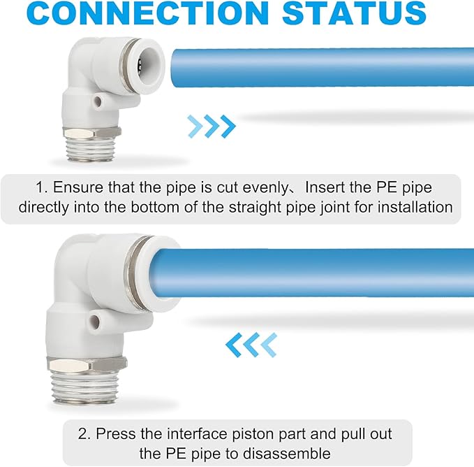 PATIKIL Push to Connect Fitting, 2 Pack Pneumatic Air Elbow Quick Connector 1/2"PT Male Thread x 14mm Tube 90 Degree Connect Tubing Elbow Air Tube Fitting Pneumatic Quick Adapter, White