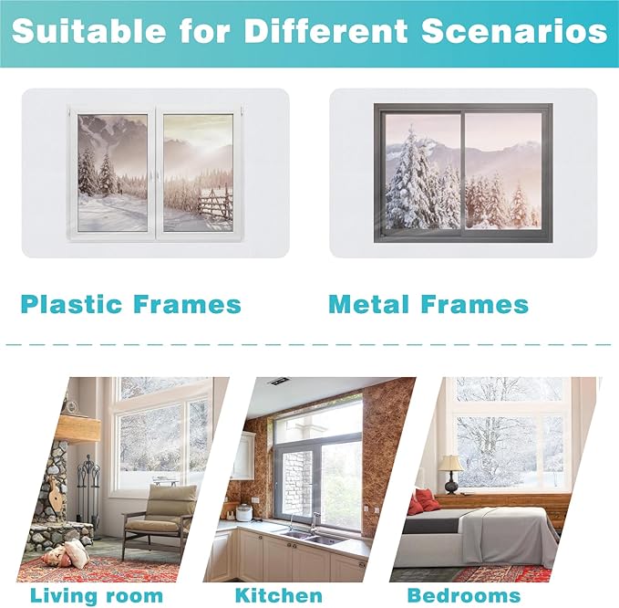 63'' x 394'' Window Insulation Kit, Window Insulation for Winter, POF Window Sealer for Winter, Insulates Indoor Windows Keep Warm for Weatherproofing Window Film for Winter Window Covering-1PCS