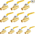 10 Pack Ball Valves, 1" Pex Crimp Shut Off Valve Yellow, Brass Full Port Pex B Shut Off Ball Valve for Hot and Cold Water, NSF/ANSI 61 Certified