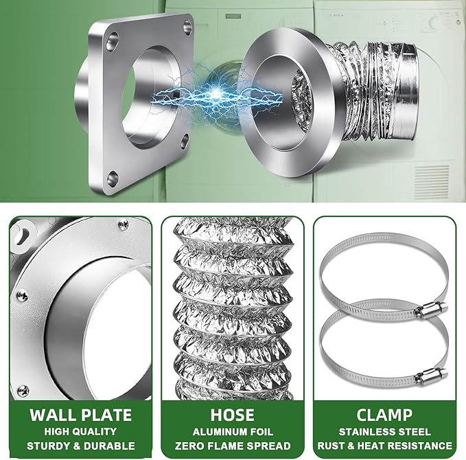 Magnetic Dryer Vent Coupling-Quick Connection and Disconnection Strong Magnet Self-Alignment Design Quick-Installation Dryer Magnetic Vent Connector Dryer Vent Connector Kit (Natural Titanium)
