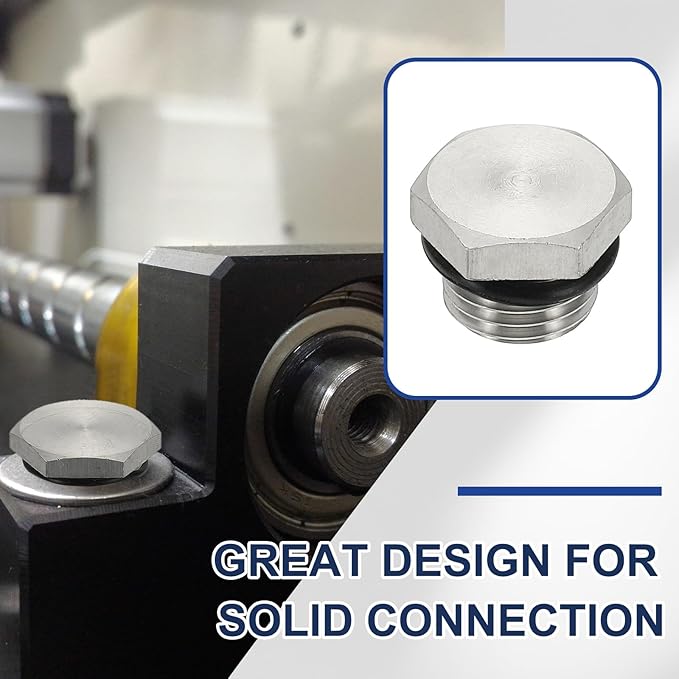MECCANIXITY NPT Pipe Plug Fitting, 304 Stainless Steel NPT3/8 Male Outer Hex Thread for Plumbing Fixed with Sealing Rubber Ring