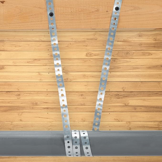 2Pack Galvanized Pipe Hanger Strap Metal Pipe Strap 3/4-Inch x 100-Feet 24-Gauge for Pipe Support Metal Strapping with Hole Flexible Trimming