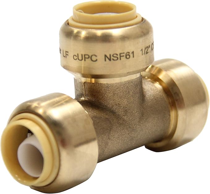 (Pack of 10) EFIELD 1/2 Inch Push Fit Fitting Bundles to Connect Pex, Copper, CPVC -Tee "T" 2 Pieces, Elbow and Coupling 4 Pieces each, with a Disconnect Clip,(PF109)
