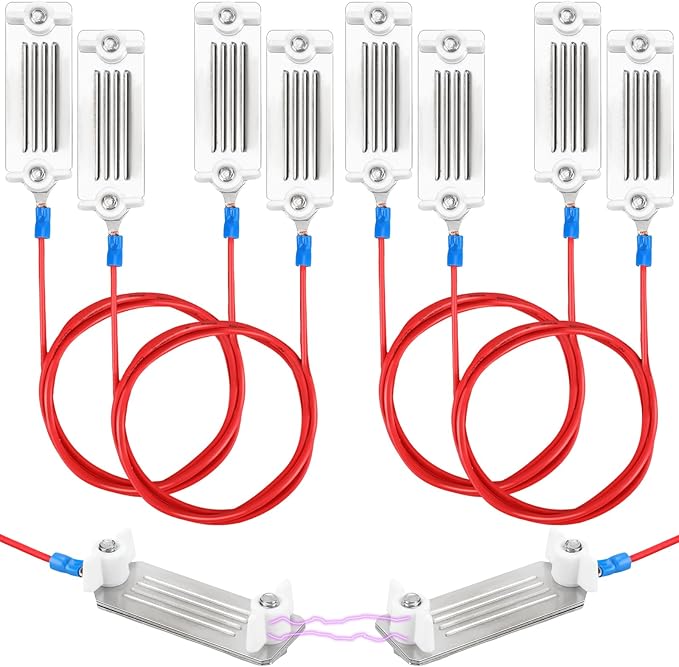 Kanayu 4 Pcs Lectric Fence Tape Connector Polytape to Polytape Connector 40mm Electric Tape for Electric Fence Connection with 90 cm Wire for 1/2" to 1-1/2" Width Polytape(2 Pieces Tape)