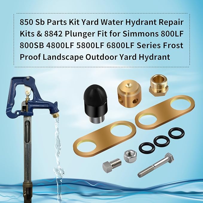 850 Sb Parts Kit Yard Water Hydrant Repair Kits & 8842 Plunger Fit for Simmons 800LF 800SB 4800LF 5800LF 6800LF Series Frost Proof Landscape Outdoor Yard Hydrant, Plunger Sale 9401324
