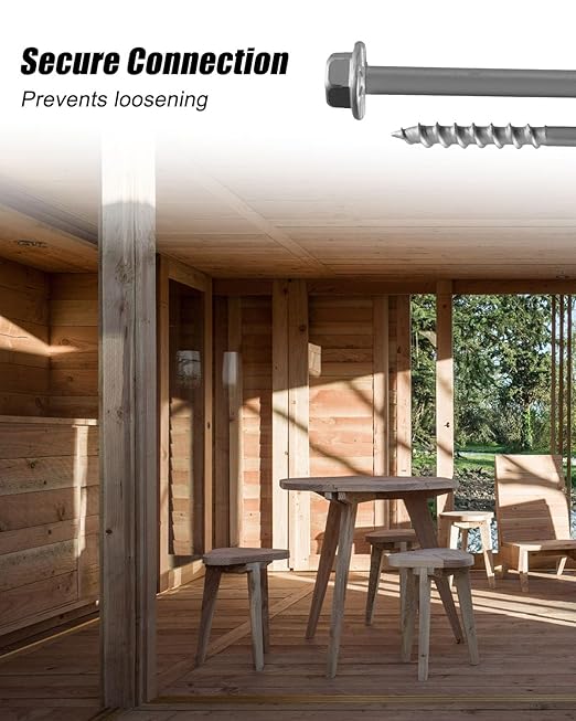 9 x 2-1/2 Inch SD Connector Screws Mechanical Galvanized Material, 1/4 Inch Hex Head, Heavy-Duty Outdoor Wood Screws Assortment Fastener, 500 Pcs