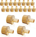 HeSun 20-Pack PEX Fittings, 1/2" PEX x 3/4" Male NPT, Brass Pex Male Adapter, Crimp Fitting for Pex Pipes, ASTM F1807