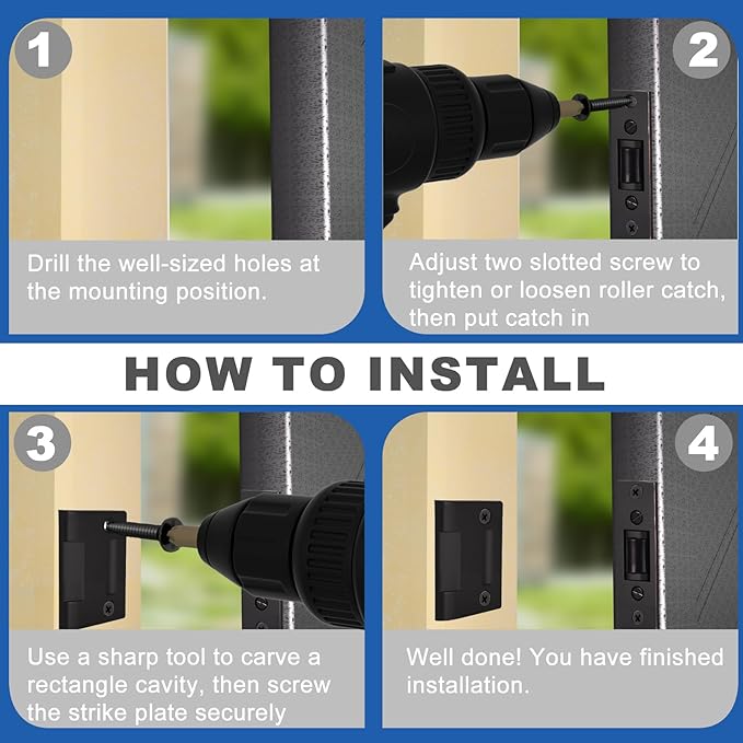 HOMOTEK 2 Pack Commercial Heavy Duty Door Roller Catch, Drive in Ball Catch with Strike Plate Solid Zinc Adjustable Silent Door Latch, Spring Tension Roller, Oil Rubbed Bronze