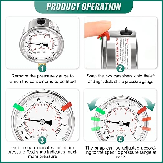 -30inHG-60PSI Stainless Steel Liquid Filled Pressure Gauge, 2.5" Dial Size, 1/8" NPT Lower Mount, for Tube, Water Pump, Gas, Liquid, Pressure Test (with Range Mark Pointer)
