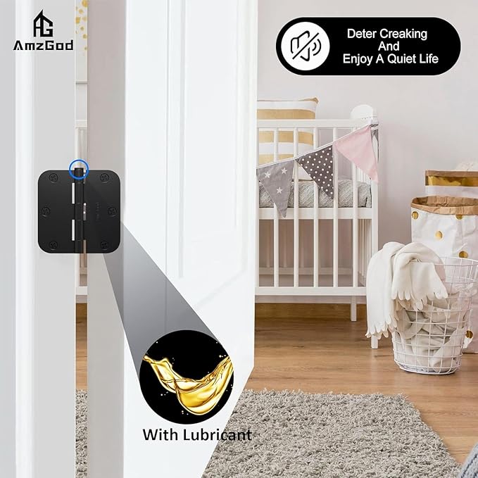 Black Door Hinges - 36 Pack Matte Black Door Hinges 3.5 Inch with 5/8" Radius Corners - Black Hinges for Interior and Exterior Doors - Heavy Duty 3 1/2" Residential Door Hardware