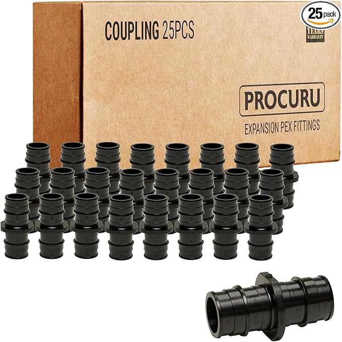 [25-Pack] PROCURU 1-Inch Coupling, Expansion PEX-A F1960 Plumbing Fitting, Certified Safe