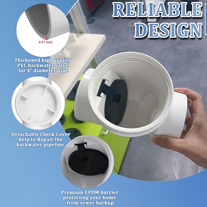 3" Backflow Preventer Vavle,3 Inch Backwater Check Valve, Drain Backflow Preventer Valve Prevents Sewage and Rainwater from Flowing Back