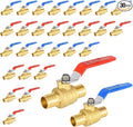 30 Pack Ball Valves, 1" Pex Crimp Shut Off Valve, Brass Full Port Pex B Shut Off Ball Valve for Hot and Cold Water, NSF/ANSI 61 Certified