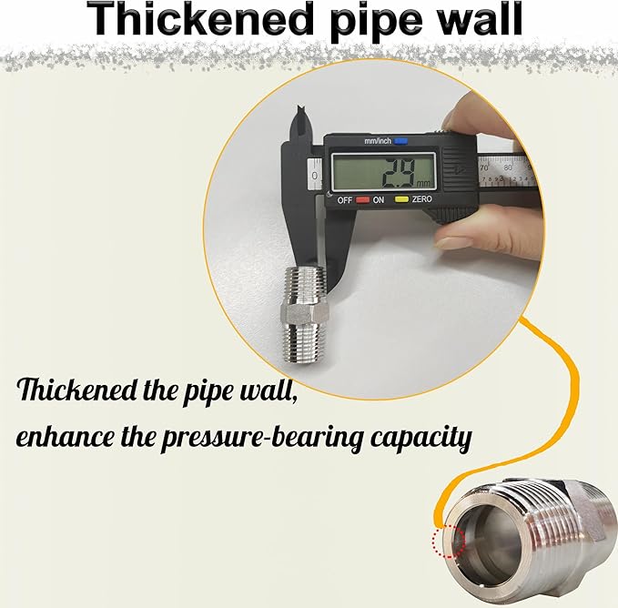 3/8" NPT Male Hex Nipple Pipe Fittings, 304 Stainless Steel 3/8 inch Threaded Pipe Adapter Fittings Equal Nipples Connectors, 4pcs Male Straight Connector Pipe Fitting