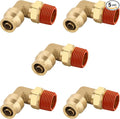 3/8" Quick Push to Connect Fittings Brass 90 Degree Union Swivel Elbow Joint DOT Approved 3/8" Tube OD x 3/8" NPT Thread Air Brake Line Adapter Air Suspension Kit for Car Truck Trailers 5pcs