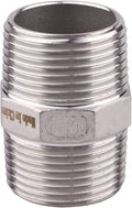 Hex Nipple 1 Inch Male NPT - DERPIPE Stainless Steel 304 Threaded Pipe Fitting for Brew Kit, Home Piping Application