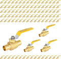 100-Pack Foskan 1 Inch PEX Crimp Full Port Ball Valve with Yellow Handle, Brass Quarter Turn Shut-off Valve for PEX Tubing