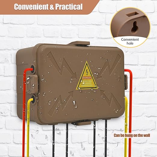 Hrensaw Large Outdoor Electrical Box(12.5x8.5x5inch),IP54 Waterproof Outdoor Outlet Covers,Weatherproof Extension Cord Covers Protect Outlet,Plug,Timer,Power Strip,Holiday Light,Brown