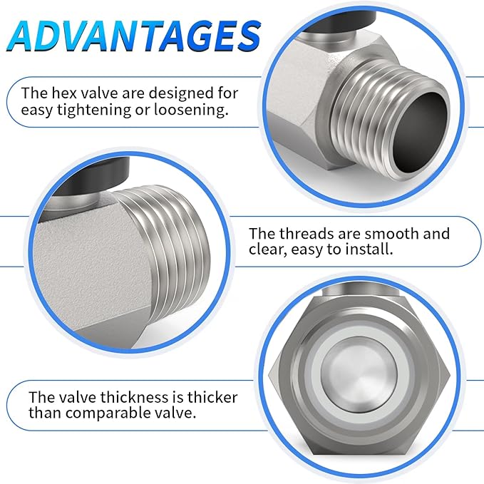 ChillWaves Brass Mini Ball Valve, Shut Off Switch Ball Valve 1/4" NPT Male x 1/4" NPT Male Thread Pipe Fitting(2-PACK)