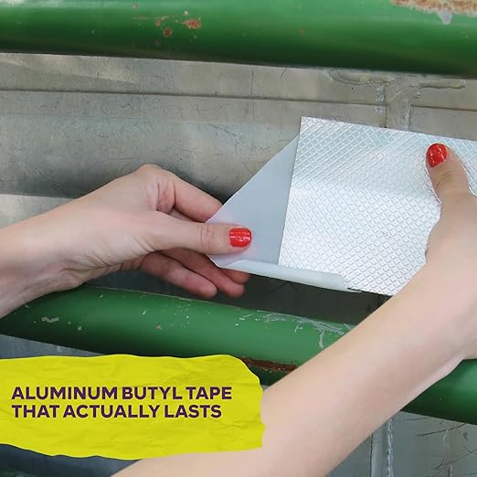 ATack Aluminum Butyl Tape Waterproof Sealing Tape 4 Inch x 16 Feet Roof Sealant for Roof and Gutter Patch, RV Repair, Metal Flashing, HVAC, Window, Pipe Sealing, Super Waterproof Thick Butyl Rubber