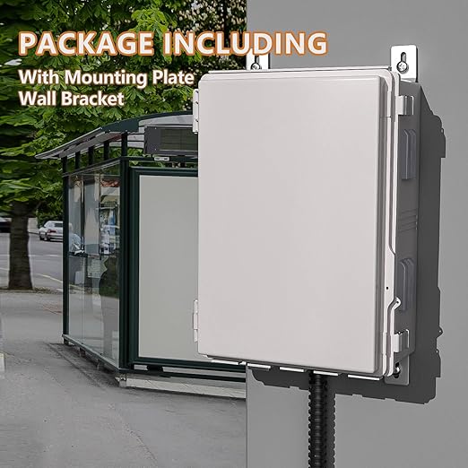 Electrical Junction Box, Ventilated Design, Cable Grommets, Indoor/Outdoor Use with Mounting Panel & Hinged Cover. Waterproof IP 65. (Grey Cover, 19.7"x15.7"x7.9")
