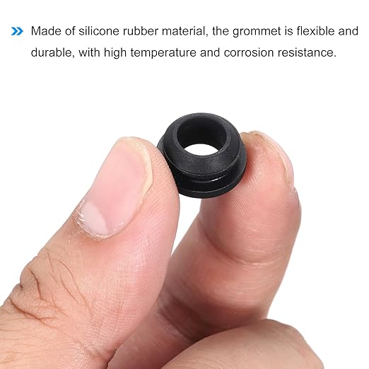 MECCANIXITY 20Pcs Snap Rubber Grommet Plug Mount Dia 10mm ID 7mm Narrow Groove Width 2mm Seal Anti-Scratch for Electrical Box Cable Pipes Black