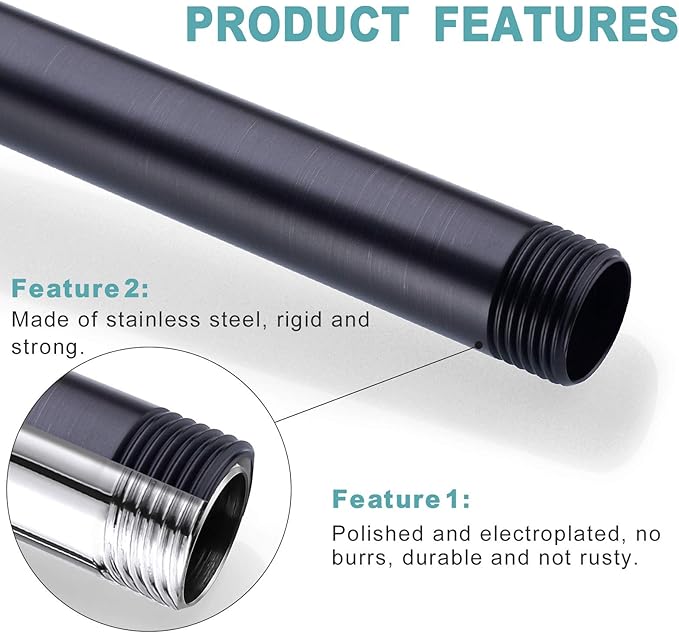 BESTILL 12 Inch Ceiling Mount Rain Shower Head Arm and Flange, Oil Rubbed Bronze