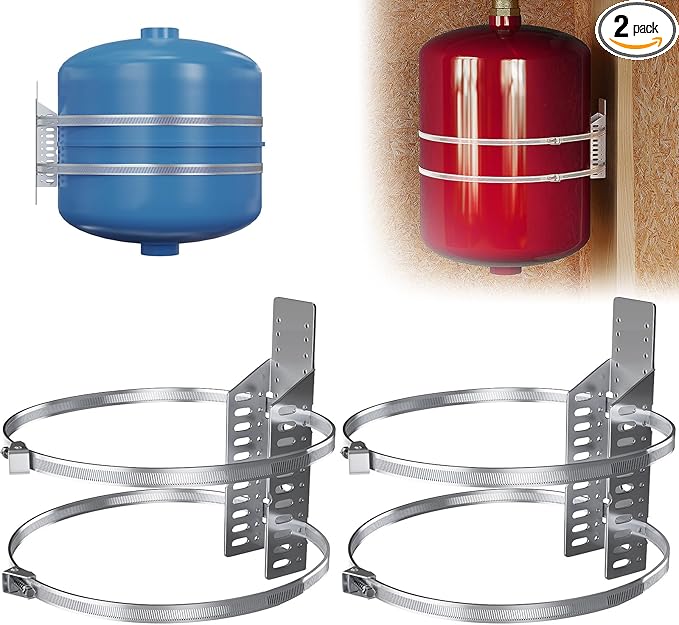 2 Set Expansion Tank Mounting Bracket for Hot Water Heater,Thermal Expansion Tank Holder with 2 Earthquake Straps,Support 5-Gallon Hot Water Tanks up to 13 inches in Diameter