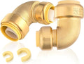50-Pack HeSun Pushfit 90 Degree Elbow, 3/4"x1/2" Push to Connect Plumbing Fittings with Disconnect Clips, Brass Push-fit Fittings for PEX, Copper, CPVC, PE-RT Pipes(PF052-50)