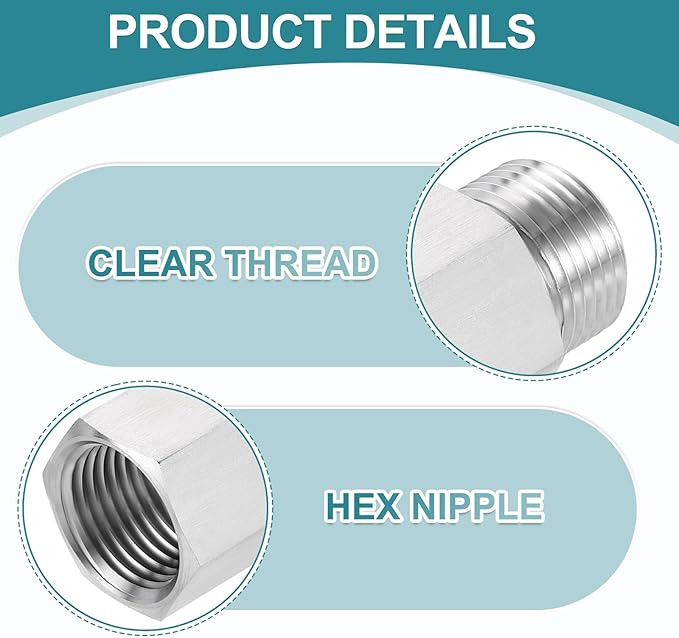 uxcell Pipe Fitting Reducing Adapter, M20 Male x 1/2" NPT Female 304 Stainless Steel Reducer Connectors for Water Oil Air Pressure Gauge, Silver