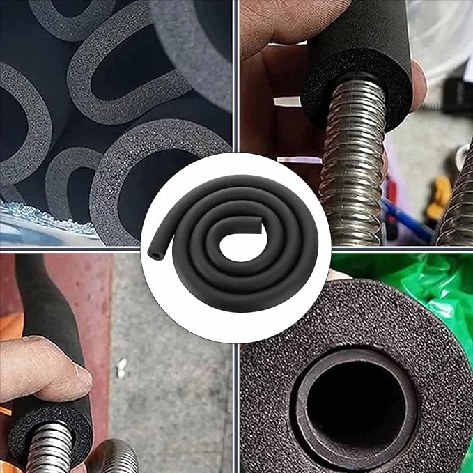 Pipe Insulation Foam Tube, Pipe Cover Wrap Roll Bar Padding Black Pool Noodles Rubber Plastic Insulation Lagging Wrap for Fitness, Tools Handle Support 1.8/2m Length(ID6mmxT9mmx1.8m)