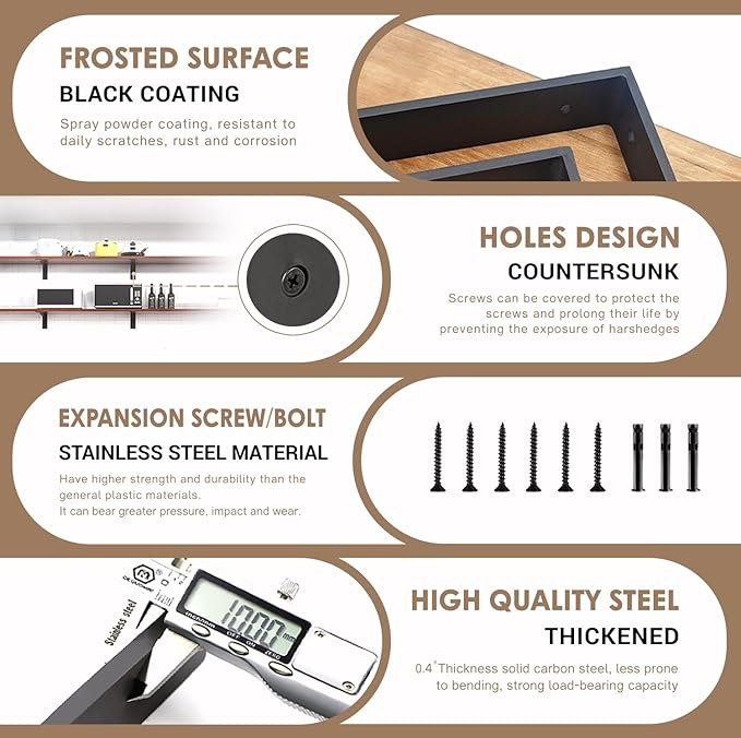 Countertop Support Bracket 20 Inch 3 Pack Countertop Bracket for Granite 3/8" Thick 20"x8"x2.5" Heavy Duty L Brackets Shelf Brackets Metal Corbels for Quartz/Granite/Wood/Concret/ Laminate Countertops