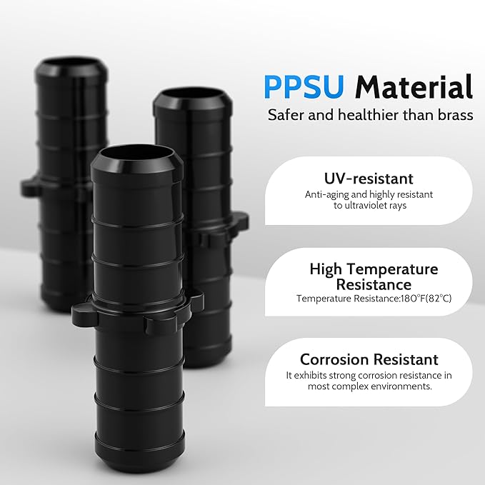 VINTEX 1/2 Inch Polyphenylene Sulfide (PPSU) Pex Pipe Fitting Set, Including 30 Pex Straight Coupling.Suitable For Plumbing Systems.No Lead Material,1/2" Straight Pex Fitting,30 Pcs