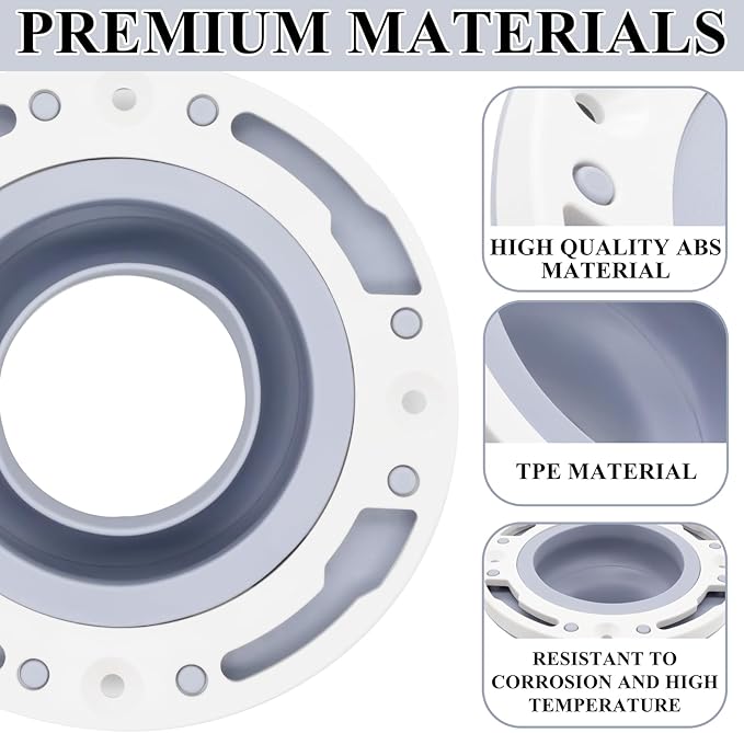 Toilet Flange Repair Kit Fits for 4 Inch 5 Inch or Special 3 Inch Drain Pipe, Universal Toilet Flange for Toilet Repair and Installation, Perfect Seal No More Leaks (Gray)