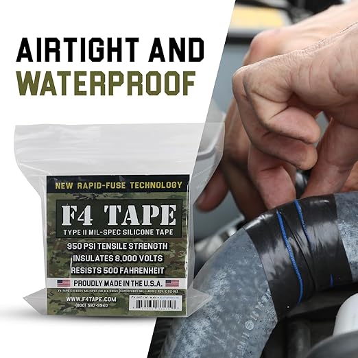 Bond It F4 Emergency Self-Fusing Silicone Tape, Repair Plumbing Pipe & Radiator Hose Leak, Electrical Insulation, Permanent Bonding, Waterproof, 1" x 36' x 20mil, Black, Pack of 2